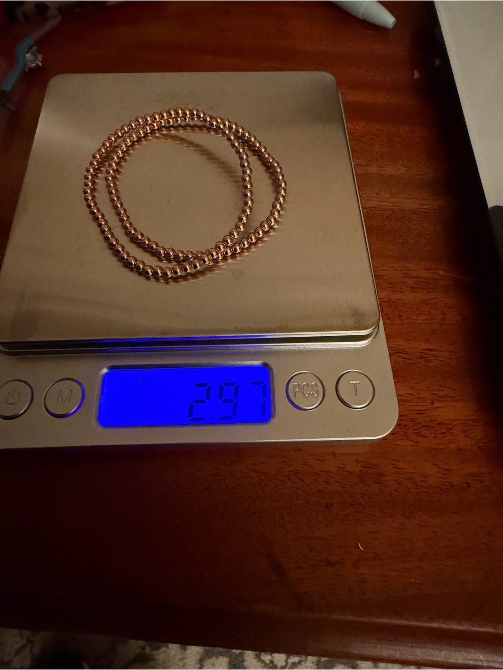 Delicate Rose Gold Bead Stretch Bracelet - Sz 6.5. -Kylar Mack - Gold Filled